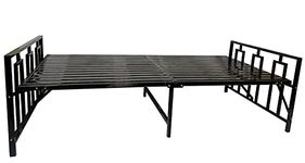 Sahni Portable furniture rollaway Single Iron/Steel/Metal Folding Bed with Black Stripes (Glossy Black Finish, 6.2ftX3ft)