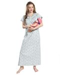 AV2 Women's Cotton Printed Maxi Maternity Nightgown (Green, X-Large)