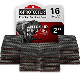 X-PROTECTOR Non Slip Furniture Pads - 16 Premium Furniture Grippers 2"! Self-Adhesive Rubber Feet Furniture Feet - Ideal Non Skid Furniture Pad Floor Protectors - Keep Furniture in Place!