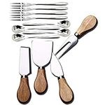 [12Pcs/Pack]4 Pcs Set Cheese Knives with Wood Handle Steel Stainless Cheese Slicer Cheese Cutter & 4 Psc fruit fork & 4 Psc coffee spoon