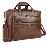 HAMMONDS FLYCATCHER Genuine Leather Office Bag for Man with Trolley Strap - Laptop Bag for Men with 15.6 Inch Laptop Compartment - Adjustable Strap - Leather Bag for Men - 1 Year Warranty - Brushwood