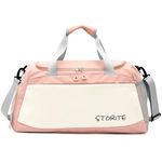 Storite Nylon 51 cms Imported Travel Duffle Bag Multi- Pocket Sports Shoulder Bag for Women with Wet Pocket & Shoe Compartment Weekender Overnight Travel Luggage Bag (Pink- 50 x 22 x 28 cm)