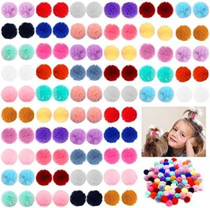 Mruq pet 100pcs Small Pet Dog Hair Bows, Bulk Cute Dog Hair Round Puff Ball Pom Pom Bows with Rubber Bands, Mix Handmade Yorkie Dog Grooming Bows for Dog Hair Accessories