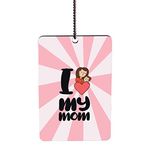 YuBingo I Love My Mom Designer Printed Car Hanging Accessory (MDF Wooden, 11.5 x 7.5 Cm, Vertical)