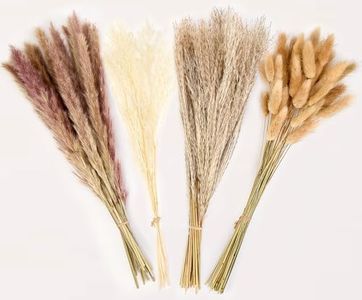 Luvano 100 Pcs Pampas Grass Decor, 17" Natural Pompas & Dried Flowers Bouquet for Vase, Crafts, Boho Wall Art, Western Home, Living Room, Bedroom, Fall Wedding Table & Rustic Farmhouse