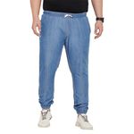 Bigbanana Plus Size Men's Regular Fit Solid Trouser(Crimich,Blue,9XL)