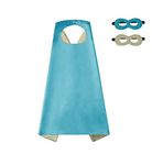 Kids Superhero Cape Mask Set - Hero Costume Fancy Dress Cosplay - Party Dress Up Supplies for Boys & Girls (Light Blue)