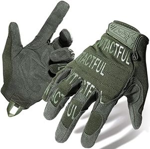 WTACTFUL Lightweight Tactical Gloves for Men & Women, Improved Dexterity Stretchable Grip Guard Protection Breathable Touchscreen Airsoft Paintball Hunting with Padded Palm Flexible Gloves Green S