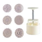 KRESHU Cookie Stamp Fondant Decorative Moon Cake Cookie Pressers Mold 6-Pcs Punch Set Hand Make Baking Accessories Fondant Punch Thickness Mold Cookie Kitchen Tool Moon Cake Cutter Pastry (1-Pcs)