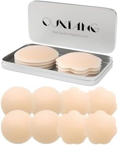 QUXIANG 4 Pairs Pasties Women Nipple Covers Reusable Adhesive Silicone Nippleless Covers (2 Round+2 Flower)