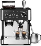 Havato Espresso Machine with Grinder Built-in, Professional 15 Bar Semi-automatic Coffee Maker with Milk Frother Steam Wand for Cappuccino/Latte, 2.8L Removable Water Reservoir, Ideal for Home/Office