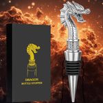 LKKCHER Dragon Head Wine Stopper, Dragon Bottle Opener, Wine Gifts for Men Dad Dragon Fans, Bottle Stoppers for Wine Champagne, Birthday Gifts, Dark Silver