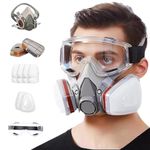 Serplex® Respirator Mask Kit with Anti-Fog Goggle, 6001 Filters & Cotton Filters, Reusable Chemicals Respirator Gas Mask Respirator for Painting, Gas, Dust, Weld, Organic Vapors, Epoxy Resin