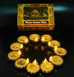 PARTY PARAGON Led Water Sensor Diya Lights Electric Flameless & Smokeless LED Diyas, E-Diya for Diwali Decoration, Warm Orange Ambient Lights, Battery Operated Led Candles (Golden, Pack of 12)