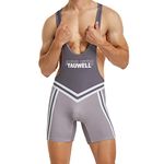 YUFEIDA Men's Athletic Supporters Active Base Layers Bodysuit One Piece Boxer Singlet Leotard Stretchy Wrestling, A/Grey, XX-Large