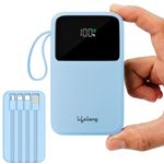 Lifelong Electronics 20000mAh 22.5W Fast Charging Power Bank | 3 Inputs (1 Built-in USB A Cable + 1 C + 1 Lightning Port) & 6 Outputs (3 Built-in Cables + 1 C + 2 A Port) | Small Pocket Size Powerbank