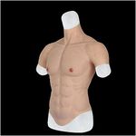 Silicone Fake Chest Muscle Vest - Artificial Simulation Muscles -Realistic Silicone Fake Muscle Fake Chest Muscles Belly - for Men's Cosplay Masquerade Costume,A