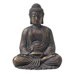 Glitzhome GH20384 22.75" Indoor Outdoor Sitting Meditating Buddha Zen Statue, Bronze