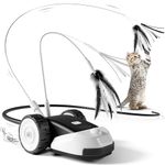 CYROS 3-in-1 Interactive Cat Toy - 2-Speed Automatic Moving Mouse Cat Toys Self Play with 2pcs Hanging Feather String Ribbon and Wiggly Silicone Mice Tail for Bored Indoor Adult Cats Kittens