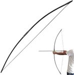 67 Inch Archery Traditional Longbow 25-120lbs Recurve Bow Hunting English Longbow for Right Hand Left Hand Adult Outdoor Sports (25 Lbs, Black)