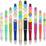 10 PCS Beadable Pen Bead Pens DIY Empty Tube Floating Pens with 50 PCS Beads for DIY Colorful Bling Ballpoint Pen with Black Ink for Kids, Women, Office School, Wedding Birthday Presents