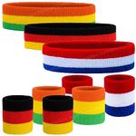 Toyshine 9 Pieces Sweatbands Set, Includes Sports Headband and Wrist Sweatbands Striped Sweat Band for Athletic Men and Women - Multicolor