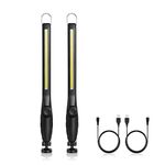 FOSFIS Portable Work Light, Rechargeable Cordless Trouble Inspection LED Work Light with Magnetic Base,Brightness Adjustable Handheld Light for Garage,Barbecue,Camping,Emergency Lighting (2 Pack)