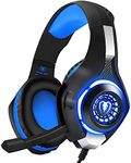 BlueFire Stereo Gaming Headset for PC, Over-Ear Gaming Headphones with Noise Canceling Microphone, Volume Control and LED Lights for PC, Laptop, Tablet(Blue)