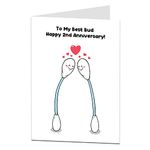 Funny 2nd Wedding Anniversary Card. Cotton. To My Best Bud Happy Second Anniversary. For Couple