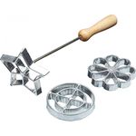 KitchenCraft KCHMROSETTE Home Made Swedish Rosette Iron, Metal, 4 Piece Cookie Mould Set, Silver