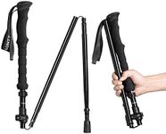 Collapsible Trekking Pole Folding Walking Stick,Travelers Adjustable Hiking Pole Walking Cane,Portable Mobility Aid for Women Men Hikers Gift by CLINE,Black