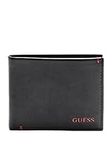 Guess Men's Julian Double Billfold Wallet, Black/Red, One Size