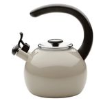 Circulon Enamel On Steel Whistling Tea Kettle | Hot Water Kettle with Heat-Resistant Phenolic Grip, 1.9 Liters | Gas stovetop and Induction Compatible, Grey