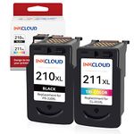 INKCLOUD 210XL 211XL Remanufactured Ink Cartridge Compatible with Canon PG-210XL CL-211XL for PIXMA IP2702 MP230 MP240 MP250 MP280 MP480 MP490 MP495 MX320 MX330 MX340 Printer (1 Black, 1 tri-Color)