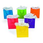 Vibrant Medium Assorted Neon Colors Gift Bags with Handle - 7.25" x 3.5" x 9" (Pack of 12) - Perfect for Party Favors, Gifts, and Celebration Goodies