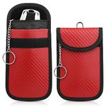 Faraday Pouch for Car Keys, [2 Pack] Diyife Car Key RFID Signal Blocking Pouch with Hook Securing Keyring, Waterproof Faraday Key fob Protector, Anti-Theft Remote Entry Keyless Protect [Red]