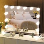 BEAUTME Vanity Mirror with Lights,Hollywood Makeup Mirror with 12pcs Dimmer Bulbs,Dressing Tabletop Mirror/Wall Mounted Mirror Smart Touch Control Led Mirror Big (72x54.2cm,White)