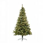 SHATCHI 4Ft-12Ft Pre-Lit Artificial Christmas Tree Alaskan Pine Tips Xmas Home Decorations Metal Stand Multicolour 8 modes LEDs, Green w/Warm White, 7Ft