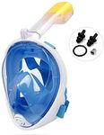 Olpad 180° Full Face Snorkeling Mask, Wide View Snorkel Set, Anti-Fog Anti-Leak Portable Underwater Diving Swimming Scuba Full Dry Free Breathing (Blue [L/XL])