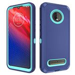 Asuwish Phone Case for Moto Z4/Moto Z 4 Play/MotoZ4 Force Cell Cover Hybrid Rugged Shockproof Protective Heavy Duty Mobile Accessories Motorola 4Z Motoz4cases MotoZ4Play XT1980-4 2019 Women Blue