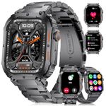 Military Smart Watch for Men Answer/Make Calls,Fitness Tracker 1.96"HD with Heart Rate Sleep Monitor,100+ Sports,Step Counter IP68 Waterproof Activity Tracker Outdoor Smartwatches for Android IOS