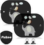 Car Sun Shades for Baby, 2 Pack Mesh Window Shade Baby Kids Pet with Cute Animal Motifs, Side Window Screens for SUV, 17"x14" Universal Car Sun Shades with Suction Cups
