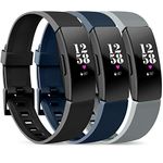 Vancle Bands Compatible with Fitbit Inspire & Inspire HR Band, Soft Waterproof Sport Watch Strap Replacement Wristband for Fitbit Inspire & Inspire HR Fitness Tracker (003, 3PC(Black+Grey+Navy Blue), Large)