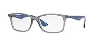 Ray-Ban unisex adult Rx7047 Prescription Eyeglass Frames, Transparent Grey Blue/Demo Lens, 56 mm US