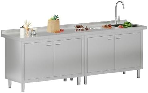 Jocisland 96-Inch Stainless Steel Utility Sink Cabinet with Faucet