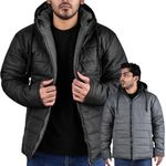 fox & fury Unisex Reversible Puffer Jacket with Hood & Reversible Puffer Vest Men & Women Bubble Hooded Down Jacket Quilted Insulated (US, Alpha, 4X-Large, Regular, Regular, Jacket)