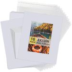 Acid Free 16 Pack 8 x 10 White Pre-Cut Picture Mat Board Show Kit for 5 x 7 Photos,Artworks,Prints,includes 16Pcs Core Bevel Cut Matts & 16 Pcs Backing Board &16Pcs Clear Bags