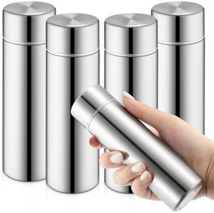 Vesici Mini Water Bottles 4.4 oz Cute Small Insulated Stainless Steel Purse Water Bottles Pocket Slim Flask Water Flask Keeps Drink Cold and Hot for Women Lunch Bag Coffee (Silver,4 Pack)