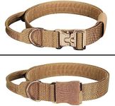 EXCELLENT ELITE SPANKER 1.5" Width Dog Tactical Collars Adjustable Military Dog Collar Soft Hook & Loop Padded Dog Collar with Control Handle (Coyote Brown)