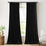NICETOWN Insulated Black Out Velvet Curtains 120 inches Long, Thick Luxury Noise Absorbing Floor to Ceiling Drapes Save Energy Cost for Theater/Master Bedroom/Stage, Rod Pocket Back Tab